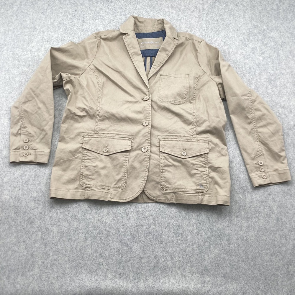 Eddie Bauer Jacket Womens 20W Beige Twill Blazer Legend Wash Stretch Pockets